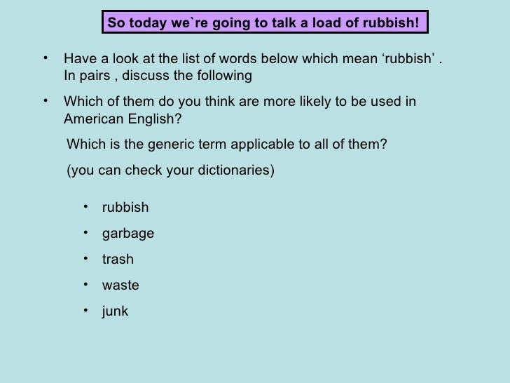 Vocabulary Rubbish