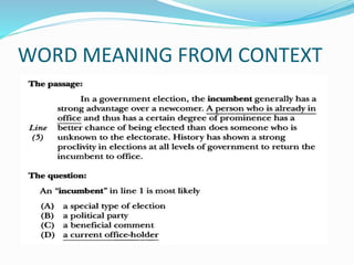 WORD MEANING FROM CONTEXT
 