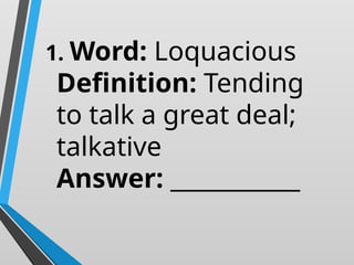 VOCABULARY TEST IN ENGLISH FOR GRADE 9 LEARNERS | PPTX