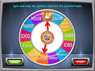 Spin and stop the pointer and click the pointed topic
 