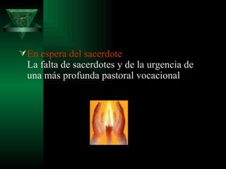 En espera del sacerdote  La falta de sacerdotes y de la urgencia de una más profunda pastoral vocacional  