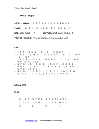 Comprehensive Guide to Raag Bhupali in Indian Classical Music | PDF