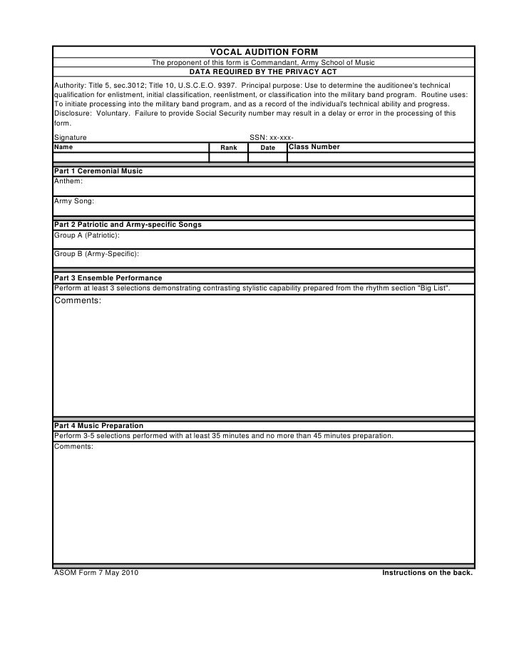 vocal audition form audition evaluation form