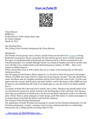 Vocation Paper Examples Vocation | PDF