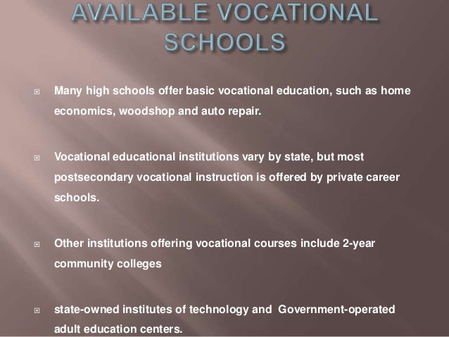vocational education vocational institutions