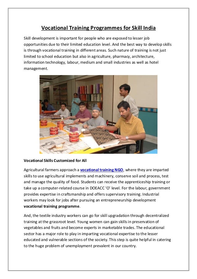 vocational training programme in delhi ncr vocational training programmes