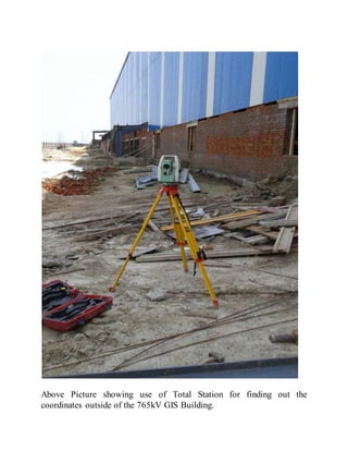 Above Picture showing use of Total Station for finding out the
coordinates outside of the 765kV GIS Building.
 