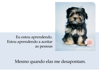 Mesmo quando elas me desapontam. Eu estou aprendendo. Estou aprendendo a aceitar as pessoas 