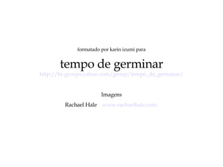 formatado por karin izumi para tempo de germinar http://br.groups.yahoo.com/group/tempo_de_germinar/ Imagens Rachael Hale  www.rachaelhale.com   