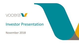 November 2018
Investor Presentation
 