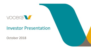 October 2018
Investor Presentation
 
