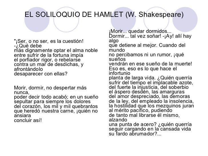 Dialogo De Hamlet Ser O No Ser