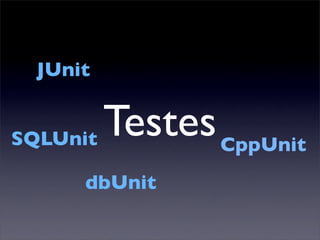 JUnit


SQLUnit Testes CppUnit
     dbUnit
 