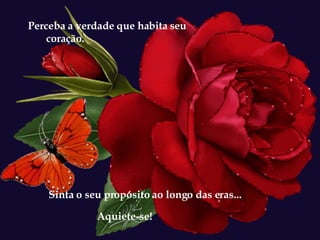 Perceba a verdade que habita seu coração. Sinta o seu propósito ao longo das eras... Aquiete-se! 