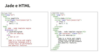 Jade e HTML
 