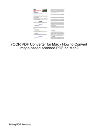 vOCR PDF Converter for Mac - How to Convert
      image-based scanned PDF on Mac?




Editing PDF files Mac
 