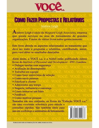 Você s.a.   como fazer propostas e relatórios