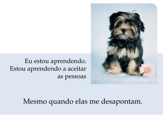 Mesmo quando elas me desapontam. Eu estou aprendendo. Estou aprendendo a aceitar as pessoas 