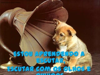 Escutar com os olhos e ouvidos,




           Estou aprendendo a
                 escutar,
         Escutar com os olhos e
 
