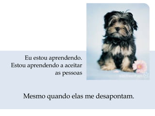 Mesmo quando elas me desapontam. Eu estou aprendendo. Estou aprendendo a aceitar as pessoas 