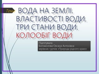 Тема
Підготувала
Богомолова Оксана Антонівна
керівник гуртків «Природа рідного краю»
 