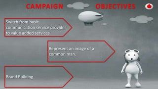 CAMPAIGN OBJECTIVES
Switch from basic
communication service provider
to value added services.
Represent an image of a
common man.
Brand Building