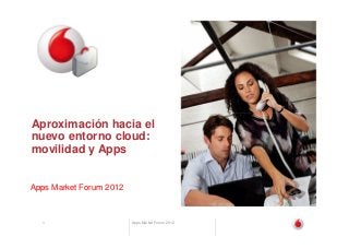 Apps Market Forum 20121
Aproximación hacia el
nuevo entorno cloud:
movilidad y Apps
Apps Market Forum 2012
 