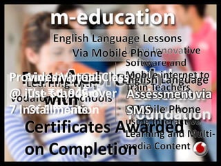 Aim- Improve
The Standard
Of Education
Provides Virtual Class
@ just ₹ 1,945 over
7 Installments
Assessment via
SMS
Certificates Awarded
on Completion
 