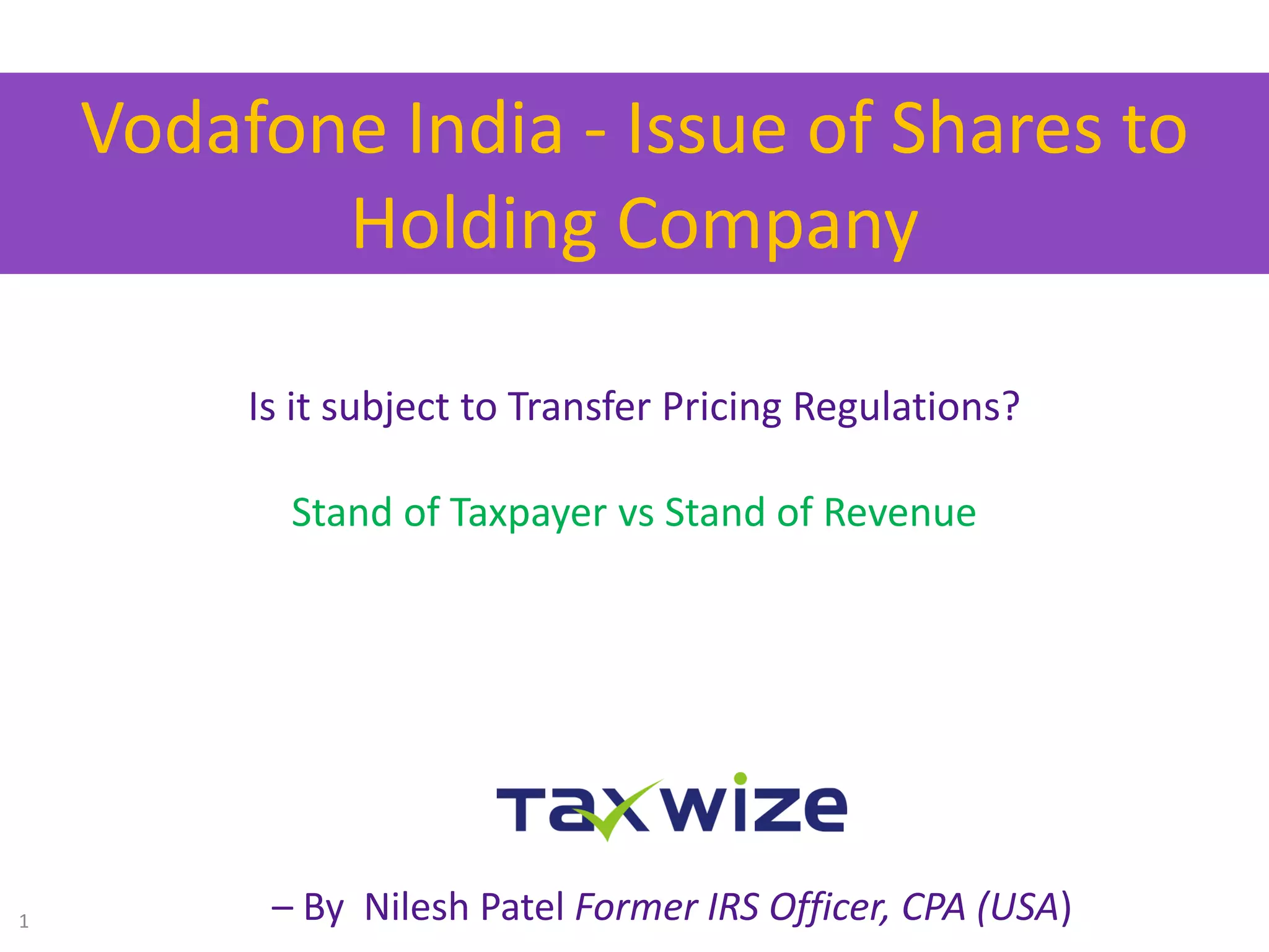 Vodafone, issue of shares (transfer pricing) bombay high court PPT