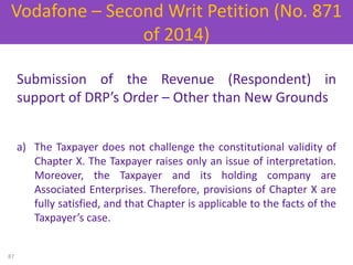 Submission of the Revenue (Respondent) in
support of DRP’s Order – Other than New Grounds
a) The Taxpayer does not challen...