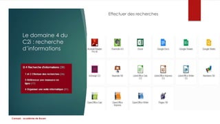 Le domaine 4 du 
C2i : recherche 
d’informations 
Effectuer des recherches 
Canopé - académie de Rouen 
 