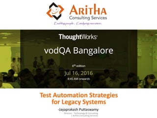 -Jayaprakash Puttaswamy
Test Automation Strategies
for Legacy Systems
 