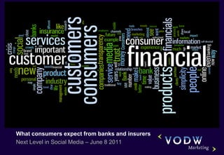 What consumers expect from banks and insurers
Next Level in Social Media – June 8 2011
 