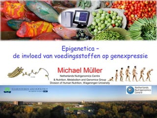 Epigenetica – de invloed van voedingsstoffen op genexpressie Michael MüllerNetherlands Nutrigenomics Centre & Nutrition, Metabolism and Genomics GroupDivision of Human Nutrition, Wageningen University 