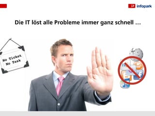 Die IT löst alle Probleme immer ganz schnell …




      cket
N o Ti ask
   No T
 