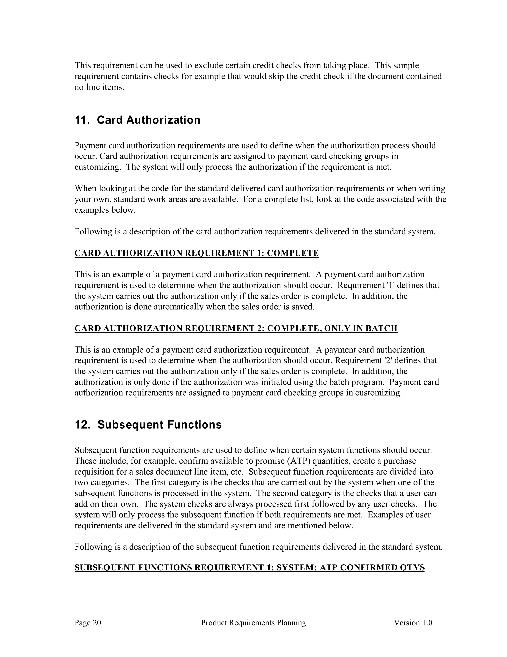 Vofm requirement routines | PDF