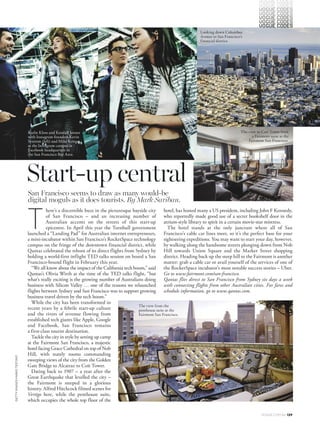 VOGUE.COM.AU 127
STYLIST:PETTACHUAHAIR:DIANADJURDJEVSKI
MAKE-UP:PETERBEARDPHOTOGRAPHS:
JAKETERREYDETAILSLASTPAGES
“I started Code Club Australia a little more than two years ago
– an after-school kids’ club teaching nine- to 11-year-olds the
basics of how to build computer games, animations, basically
the language of websites and apps. It began as a very practical
response to an issue I was hearing over and over again: that we
don’t have enough engineers, coders and programmers here in
Australia to match the demand for their skills.
“After the first few code clubs got set up and I started to meet
some of the kids participating, I realised something extra. Of
course, coding is an important skill for them to learn for the
needs but the one thing that everyone had in
common was that they had to achieve things
but didn’t really know how to go about it,”
says Brennan of the app that allows refugees to
input goals – to learn English, join a university,
find housing, integrate into their community
– and achieve them with the help of a refugee
service organisation.
Ten months on and SettleIn has successfully
transitioned from bright idea to fully-fledged
start-up: Brennan now works full-time on the
business with the plan to roll out the software
to refugee organisations in the coming months.
For her, it’s a shift towards diversifying people,
opinions and involvement in tech start-ups.
“The tech industry gets a lot of flack for being
very white, male-dominated and very data-
driven and not very diverse. But I think in
places where you diversify that, the potential
for technology is enormous and the more you
get tech into the hands of people who are not
your traditional techies, the more exciting
things you see,” says Brennan, whose hackathon
teammates included those who have endured
the process of entering Australia as a refugee.
Brennan is also keen to see more women enter
the tech industry but reveals that there was one
surprising obstacle she faced in her role:
deciding what to wear to work each day since
clothing is a form of non-verbal communication.
“It was a really hard thing to navigate because
I’m meeting refugees who are not used to the
way women in Australia dress, then I’m heading
off to a tech event where if you turn up in
something smart they think you’re not going to
be innovative,” says Brennan who quickly
noticed she was switching between jeans and
sneakers and business attire to assimilate into
her varied roles. “I had to think really hard
about what I was wearing in order to be respectful of the
communities I’m working with as well as being taken seriously as
a tech person, a CEO, and a young woman.” Remy Rippon
The mentor: Annie Parker
She has dedicated her career to investing in the
future. Not only is she co-founder of start-up
accelerator muru-D and founder of Code Club
Australia, Parker has also organised Techfugees.
Here she describes her passion for mentoring in
the Australian start-up space.
future, but it also just happens to be life changing. I have
endless stories: more and more girls who are embracing what
they thought to be a boy’s subject; kids who don’t run fast or
catch balls starting to feel like they have other talents and
rebuilding their confidence levels; kids with learning disabilities
who previously never felt like they fitted in finding that
learning to code is like a super power; kids from rural towns in
Australia realising that they can create extraordinary things
from anywhere; teachers realising that digital skills aren’t as
hard for them to pick up as they thought; parents realising that
it’s not just important for their kids to learn digital skills, but
that they’re also fun.”
“I guess that’s why I love the power of technology so much –
it’s inclusive, empowering and the possibilities are endless.
Imagine if we all took some inspiration from these amazing
children and realised that we can all do this too. What futures
would we create for ourselves? What amazing ideas do we all
have in our minds that we could bring to life? So go on, why
not have a go? Maybe you’ll surprise yourself by what you might
be able to do.” ■
All the women profiled in this story will be speaking at the Vogue
Codes summit in Sydney on October 14. For more information on
the event, go to www.vogue.com.au/culture/vogue+codes.
Annie Parker wears
a Giorgio Armani
shirt. Akira skirt.
Her own T-shirt.
 