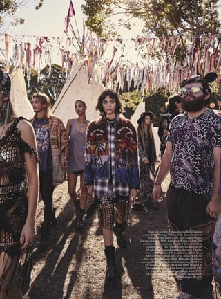 Charlee Fraser wears an Alexander Wang dress,
$2,590, and beanie, $415. Lafitte socks, $30,
worn throughout. Valentino boots, P.O.A.,
worn throughout. Necklaces, from top: Linden
Cook necklace, $275. ManiaMania necklace,
$290. Love  Hatred necklace, $480. On left
arm, from top: Pandora bracelet, $69. The
Family Jewels bracelets, $500, $170 and $420.
On left hand: Vintage rings, $420 and $450,
from Four Winds Gallery. On right hand,
from top: The Family Jewels ring, $75. Fiorina
Jewellery ring, $425. The Family Jewels ring,
$290. Kane wears Ksubi jeans, $200, from
General Pants. His own belt and boots, worn
throughout. All prices approximate; fashion
details last pages.
 