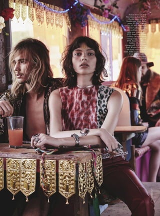 Gang of Youths wear their
own clothes. Charlee wears
a Barbara Bui dress, P.O.A.
Louis Vuitton earrings, $950.
On left hand: Gucci ring,
$360. On right hand, from
left: Gucci ring, $420. Linden
Cook ring, $275.
Fendi boots, P.O.A.
WORDS:ALICEBIRRELL
PHOTOGRAPH:NICOLEBENTLEY
 