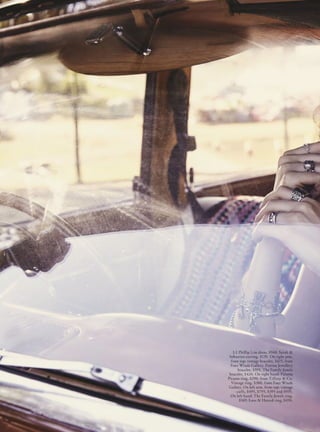 Maison Margiela jacket
and shorts, both P.O.A.
Linden Cook earrings,
$165. Vintage necklace,
on top, $490, and vintage
ring, $315, from Four
Winds Gallery. Tiffany
 Co. necklace, $560.
 