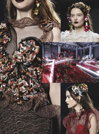 working on a collection, we don’t tell our parents.” When the
collections have been shown, they are welcoming and open, at
pains to express their design process. They may be depicted as
outsiders, but their opinions show that they know much more
than what they may let on. Their friends include Kirsten Dunst,
Tavi Gevinson, Dakota Fanning, Emma Watson and Natalie
Portman – the cool, smart girls in the room (of this fictive,
metaphoric high school, which is definitely not your run of the
mill.) In fact, the designers are directing a film due out next year,
entitled Woodshock, with Dunst as the main actress.
One season might cite the idea of Australiana (as in autumn/
winter ’12/’13), another, Van Gogh mixed in with California’s
Mount Wilson (see spring/
summer ’12). Not in that
hackneyed way that other
designers do it – their latest
collection, autumn/winter
’16/’17 claimed origins in San
Francisco’s hippie heritage
inspired by a trip back to their
alma mater Berkeley, but it
stayed far away from flower
power. Instead it explored a
mystical, dream-like state of the
mere idea of San Francisco,
translated visually into dark-lip-
stained models with orchids
knotted in their hair and subtle
wave motifs appearing in the
form of sequins and frills lopping
around the form. “I have to say
that the collections that are most
representative of us as designers
are based on more of an abstract
feeling and we just pull from a
more unconscious place, it’s
more about emotions,” Kate says.
The collection marked a
decade for Rodarte in the fashion
industry. The label sets itself
apart for prioritising the
“integrity of the collection, the
idea, the creativity”, as Laura
puts it. “Pushing all of our limits
as much as we can to try to make
an idea come across.”
Many have questioned the commerciality of Rodarte. Would
they be questioned about their business viability so much if they
weren’t based in the US? “Commerciality is such a huge part of
fashion and it’s a great part [because] it keeps the business
growing and thriving … but as a community, we shouldn’t be
afraid of having artistic souls who want to do it for those reasons.
The commercial aspects are important but so are the artistic
aspects,” Kate says.
Both Kate and Laura are selective of what they wear from their
own designs, preferring to keep their personal styles separate.
Unlike other female designers, the Rodarte models are not
Mulleavy facsimiles, allowing them to be completely unharnessed
and free in their pursuit of inventiveness in fashion. “We’re very
Californian, very laidback. We make these things that are so
connected to who we are but I don’t connect to it [in a way]
so that I need to wear it,” Kate says. They would prefer to not be
bound by their own tastes of what they like to wear themselves.
“I don’t design for us. For me, it’s about complete creatively what
I want to make. It’s nice to work from a blank canvas.”
Wide-ranging influences in their designs aside, the process of
their work can be compared to haute couture. As it’s been told,
Alexander McQueen had once caught sight of their designs at a
Met Museum exhibition and gasped – later praising the sisters
for their work. “It starts with sketching and it’s very meticulous.
Things evolve with draping – we have an idea, but you have to
follow your ideas when you’re draping,” Kate says. Many of their
designs are made as one-offs. “The way production works is it
goes into the store when someone wants to buy it,” explains Kate.
“I love the idea that fashion is aspirational and special. For me, it
feels like it’s part of our thread
to make things that feel special
and hopefully when someone
gets it, it’s special for them.”
They have made dresses for
“one, sometimes two or three”
people in the world. “Luxury is
about dreams and ideas, and
they don’t happen as fast as fast
fashion,” Laura says.
Collections have had them
executing atypical techniques
on fabrics: sandpapering and
burning among them. Regular
Rodarte model Kia Low
remembers being backstage
with extra sand being applied to
her finale dress. “It was hand-
beaded and had netting and
sand that you would find on the
beach – it was a real-life
mermaid dress,” she says. “The
sisters are super relaxed. They
definitely have the most relaxed
vibe backstage.”
There’s a complex femininity
in their designs, especially as of
late – their past few collections
have developed upon each other
with motifs of layered lace and
sequins. “I think we are at home
when we do that,” says Kate.
“But I don’t think this is
feminine, that’s just a social construct. From an intellectual point
of view, I like to think outside that … But, yeah, there is a
femininity and a romance to it. For a woman designer, it’s
interesting to embrace softness and femininity and still produce
a powerful collection.” The dresses of the autumn/winter ’16/’17
collection are spun from lace appliquéd with sequin flowers,
leather piping alongside ruffles of embroidered sheer fabric, fine
fabrics layered and draped across the body in crimson and black.
“If you hold up the dresses they are like little sculptures but they
are still soft-looking. When you look at it, it’s constructed and
layered, but to me, it’s like doing a deconstructed dress. Creating
something soft and ethereal but all the work that goes into it, it’s
like an architecture.” The women who buy the Rodarte dress
aren’t buying it because it’s just another lace dress, or another
sequinned piece to wear out. For that purpose, there are many
others to choose from. It’s within that Rodarte dress that the
Mulleavy sisters weave their tales and dreams, bestowing upon
you entry into their enchanted world. ■
252 OCTOBER 2016
INDIGITAL
 