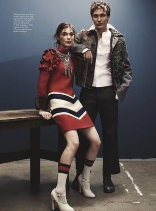 254 OCTOBER 2016
How did you two meet?
Tilda Cobham-Hervey: “We have the same agent. Her name is
Trish McAskill.”
Eamon Farren: “She is the leader of our careers and lives! One
day she rang me and said: ‘Darling, I have just met your little
sister, she’s from Adelaide and she has a movie coming up.’”
TCH: “I believe you were not so keen at the beginning.”
EF: “That is not true!”
TCH: “Trish is very much like a mother and best friend. I knew
about you already because you worked with the Windmill
Theatre Company and I have watched every one of those shows
since I was a child. As soon as I met Trish, I remember her telling
me: ‘You have this big brother.’”
EF: “So we sort of had to get along or we would
have been in deep trouble.”
TCH: “I think we had dinner together after that
and then did a short film together called Marcia
 The Shark. We spent quite a few days in each
other’s pockets and the rest of it has been just
running into each other … our worlds collided
because we have similar friends and people
around us.”
And then you did another short film together,
The Suitor?
EF: “Yes, Tilly plays an enigmatic and studious
young woman in the 1930s or 40s. Her aunt is
trying to set her up and I play the hapless young
suitor who falls in love with Tilly. It kind of felt
weird because we are [like] brother and sister.”
So what was the first time you worked together and what was
it like?
TCH: “The first time we started working together was on the
first short film. But I was also involved in the initial development
of the play Girl Asleep. We played around with a whole lot of
ideas and it was excellent fun to be part of. Then I wasn’t able to
do the play because of 52 Tuesdays [her debut feature], but I
watched it two or three times in Adelaide and Eamon made me
laugh so much I was crying.”
Was it hard translating Girl Asleep to film?
EF: “It was always going to be a massive challenge from the
beginning. Windmill are such a brave, ingenious company and
they make such cool work. It has their brand, it has their feel. I
think if anyone could do it, they could. What makes the film
great is that Matthew Whittet [scriptwriter] and Jonathon
Oxlade [production design] made it so original, which I think is
really hard to do.”
TCH: “What was so exciting was that they didn’t steer away
from anything. It was so bold. It feels like the love child of
Napoleon Dynamite, and Wes Anderson and Michel Gondry kind
of worlds, which I have always loved. In the film they do a lot of
theatrical tricks and in the play they do a lot of filmic tricks. It
was a nice way to challenge that.”
EF: “It’s great to a see a film that it is not the exact
frame of its theatrical origin.”
TCH: “Everyone had to trust the crazy. We were in
a studio the whole time and there is one scene
where I am riding a fake horse and there was a
wind machine and projector. When you are doing
those kinds of things, I think a lot of people have
to put blind trust in the fact that in the end it
would make sense.”
It has had such a huge response, internationally
as well.
TCH: “What is also so incredible because it’s a
kids’ movie and that’s how it is marketed. But
really it is a movie for everyone. I have a 12-year-
old brother and a lot of the films marketed for that
age group aren’t in the same realm as this one.
They’re not as bold nor as breathtaking. They don’t have the
same odd sense of humour and this film doesn’t dumb down for
children. They really inspire kids and challenge them.”
EF: “That’s also true because it explores the awkwardness and the
kind of cheekiness of everything. The dancing and singing feels
like adolescence. The film embraces all that weird stuff.”
What is it like to work for a small theatre company like
Windmill – is it like a big family?
TCH: “I have worked in Adelaide a lot and I grew up in Adelaide
and I am about to do another film there. I think it is a testament
to how a small community makes work. I think the arts
community is small but extremely supportive and is extremely
“I WATCHED
IT TWO OR
THREE
TIMES AND
EAMON
MADE ME
LAUGH SO
MUCH I WAS
CRYING”
Rising Australian stars Tilda Cobham-Hervey and
Eamon Farren tell Sophie Tedmanson about their new
film Girl Asleep and their close friendship. Styled by
Kate Darvill. Photographed by Duncan Killick.
KINDRED
SPIRITS
▲
 