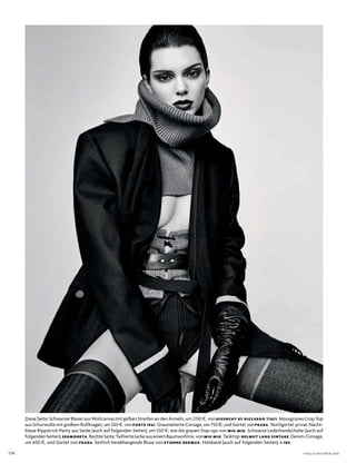 198 VOGUE OKTOBER 2016
diese seite: schwarzer Blazer aus Wollcanvas mit gelben streifen an den Ärmeln, um 2150 $, von GIVENCHY BY RICCARDO TISCI. Moosgrünes crop top
aus schurwolle mit großem rollkragen, um 320 $, von PORTS 1961. Graumelierte corsage, um 750 $, und Gürtel von PRADA. textilgürtel: privat. nacht­
blaue rippstrick­Panty aus seide (auch auf folgenden seiten), um 550 $, wie die grauen stay­ups von MIU MIU. schwarze lederhandschuhe (auch auf
folgendenseiten):SERMONETA.rechteseite:taillierteJackeauseinemBaumwollmix,vonMIU MIU.tanktop:HELMUT LANG VINTAGE.denim­corsage,
um 650 $, und Gürtel von PRADA. seitlich herabhängende Bluse von ETIENNE DERŒUX. halsband (auch auf folgenden seiten): 1-100.
 