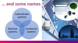 …	
  and	
  some	
  names
Subordinate	
  
systems
Conducive	
  
systems
Decisive	
  
systems
 