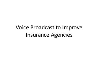Voice Broadcast to Improve
Insurance Agencies
 