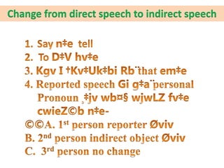 Change from direct speech to indirect speech
 