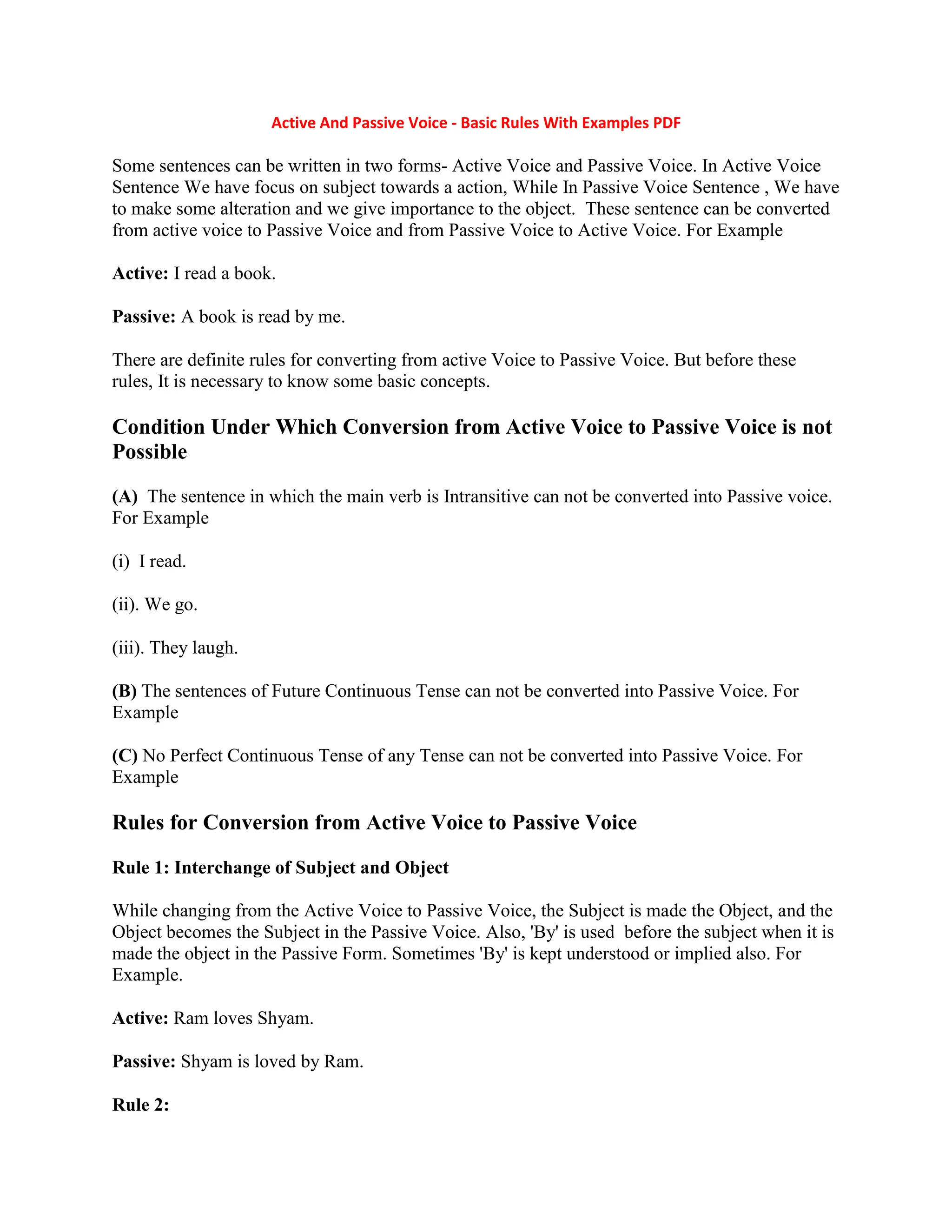 Voice Rules.pdf Voice Change Rules for ELA students (Grammar) | PDF