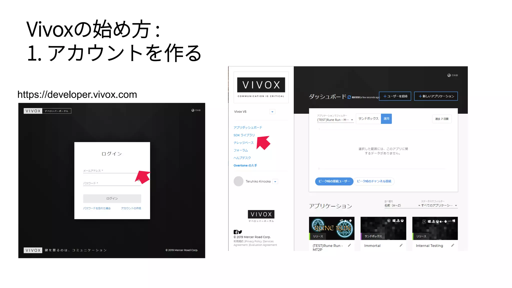 Vivoxの始め方 :
1. アカウントを作る
https://developer.vivox.com
 