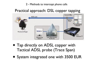 Practical approach: DSL copper tapping <ul><li>Tap directly on ADSL copper with Tactical ADSL probe (Trace Span) </li></ul...