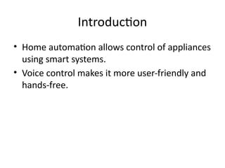 Voice-Controlled Home Automation System Using Arduino and Bluetooth | PPTX